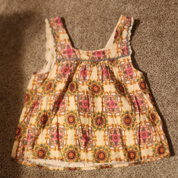 Let Me Be by Anthropologie Abstract Ruffled Tank Top Blouse Sz 10 - Picture 8 of 9